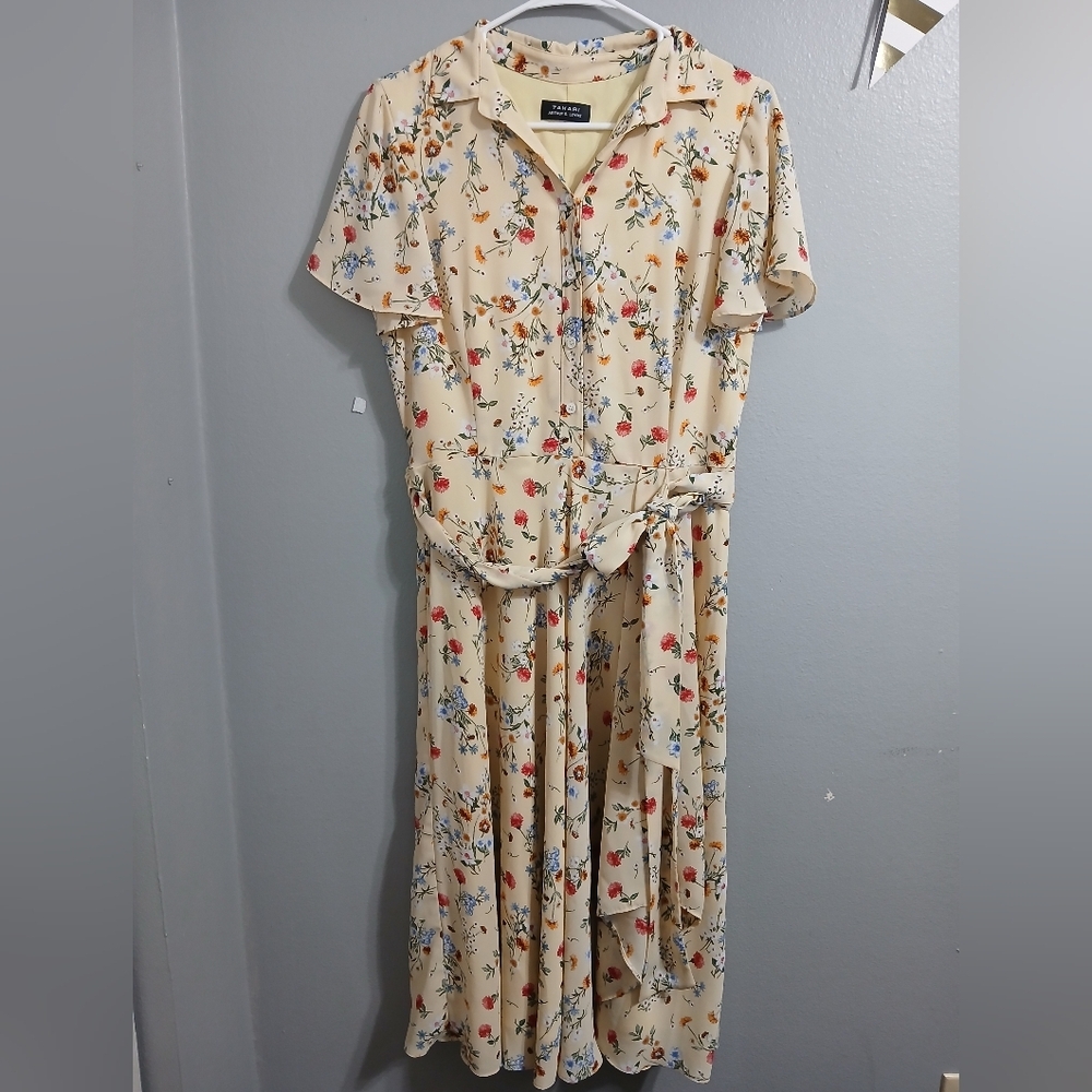 Tahari ASL Cream Midi Dress‎ Sophisticated and Versatile - Picture 2 of 13